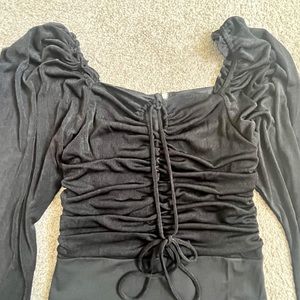 Ruched Black Key-Hole bodysuit Sz S